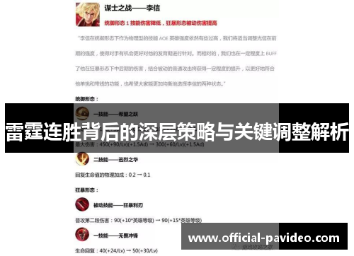 雷霆连胜背后的深层策略与关键调整解析